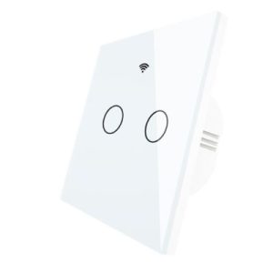 INTERUPTEUR TACTIL WIFI ET RF433 DOUBLE eclairages A distance blanche Glas