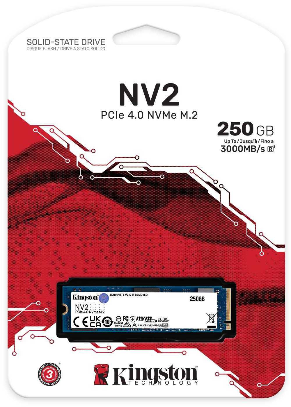 Disque Dur interne SSD Kingston NV2 M.2 2280 PCIe Gen4 x4 NVMe 250 Go ORIGINAL