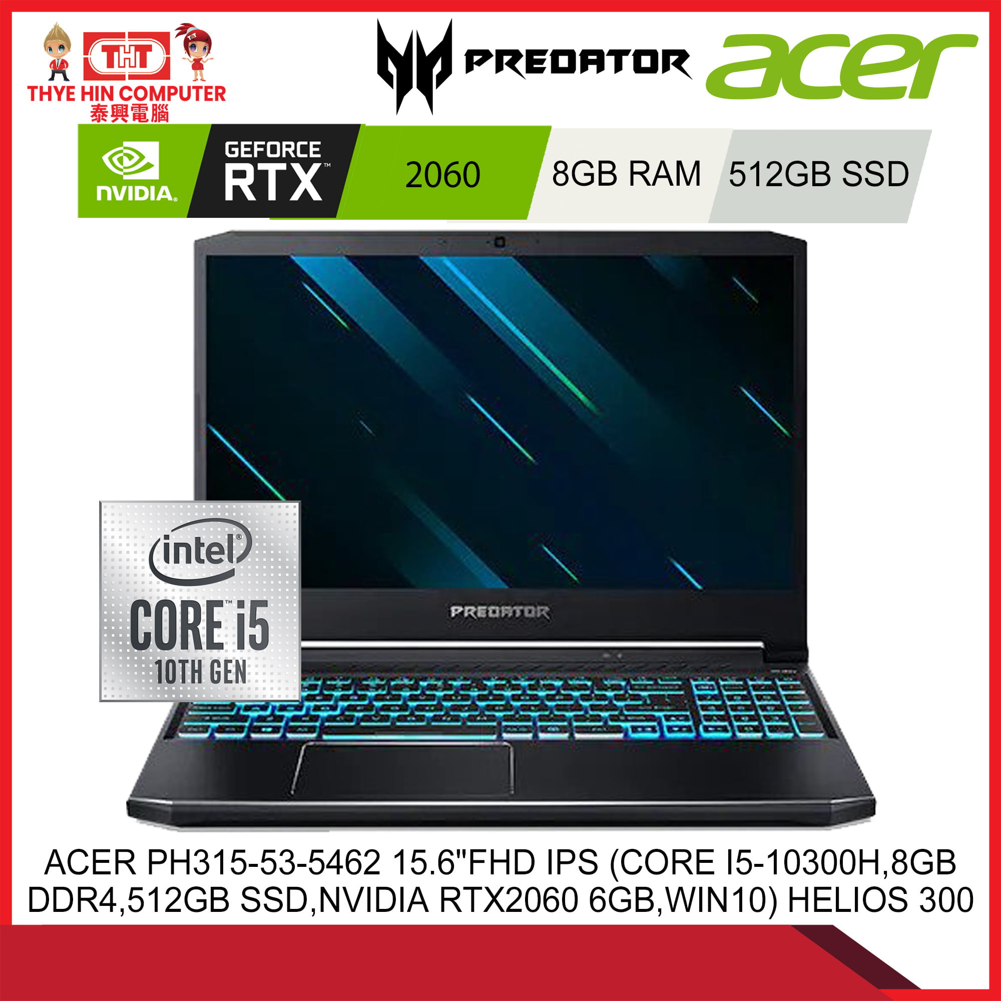 PC PORTABLE ACER PH315-53CPREDATOR 15,6 Intel® Core™ i7
