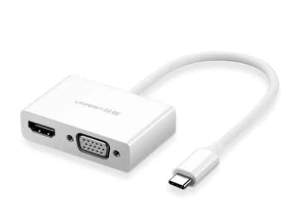 Adaptateur Ugreen convertisseur vidéo USB Type C - HDMI / VGA blanc (30843)