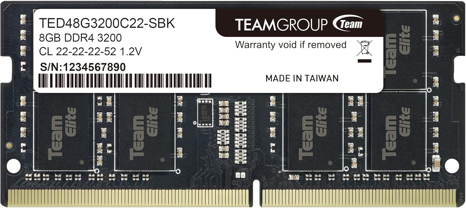 Barette de mémoire Team Group Elit 8 Go - DDR4 3200 MHz (TED48G3200C22-SBK)