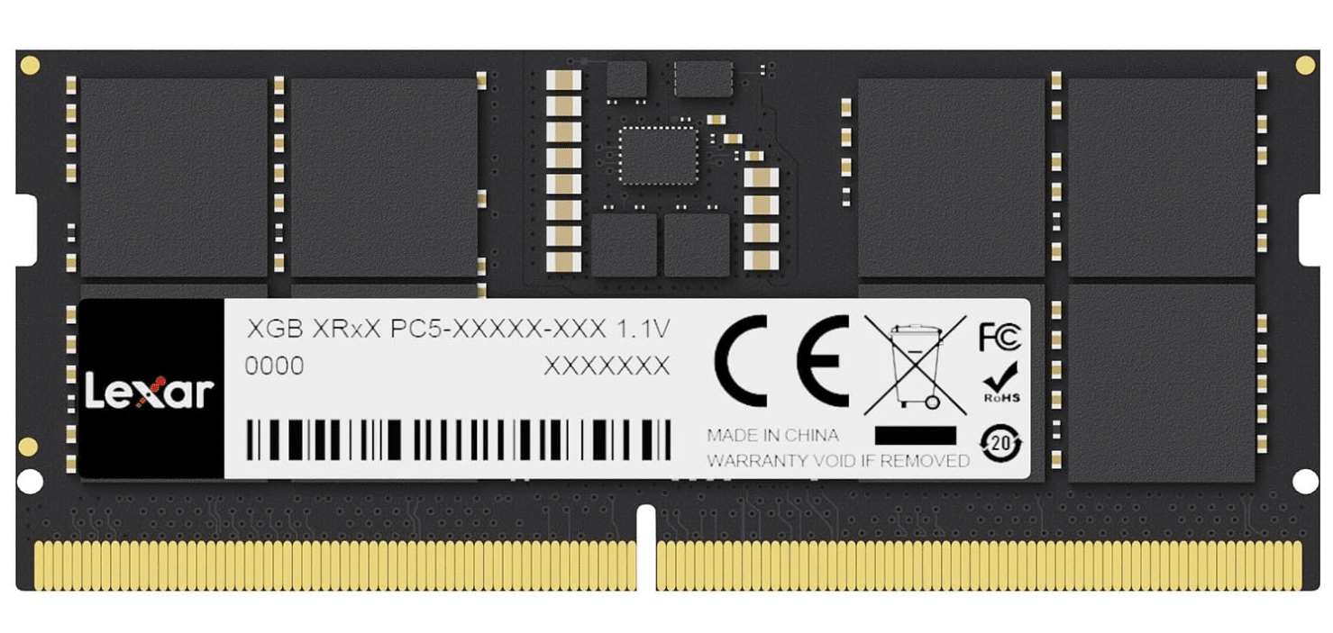 Barrette mémoire RAM Lexar – 16 GB DDR5 RAM 5600 MHz – SO-DIMM (LD5S16G56C46ST-BGS)