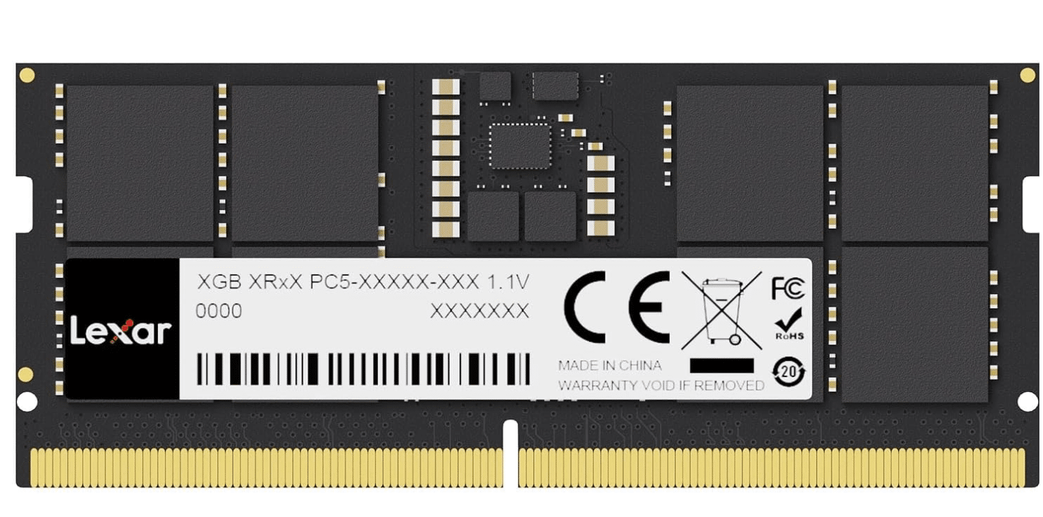 Barrette mémoire RAM Lexar – 32 GB DDR5 RAM 5600 MHz – SO-DIMM (LD5S32G56C46ST-BGS)