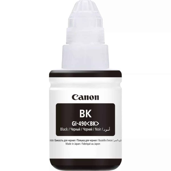 Canon GI-490 BK Noir - Bouteille d'encre Canon d'origine (0665C001AA) (0663C001AB)