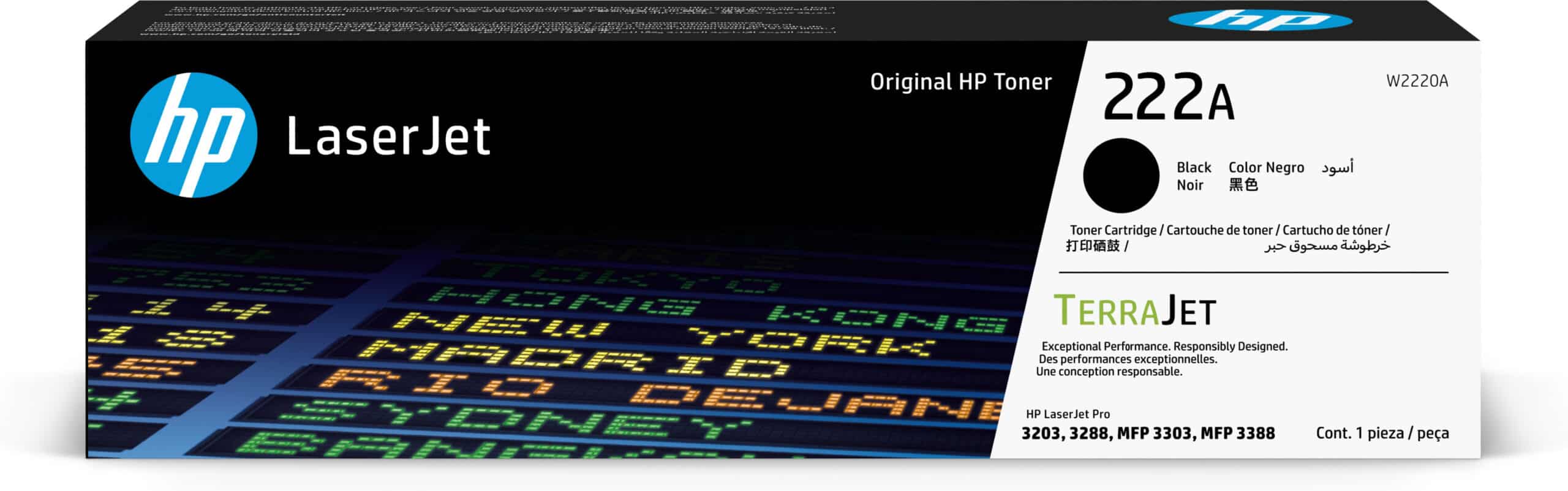 HP 222A Noir - Toner HP LaserJet d'origine (W2220A)