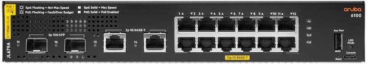 6100 12G CL4 2SFP+ 139W Switch [12 ports 10/100/1000 PoE + 2 ports SFP+, L2, Managed]