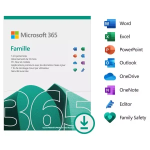 Microsoft 365 Famille Français - abonnement 12 mois pour 6 personnes (PC, Mac, iOS et Android)