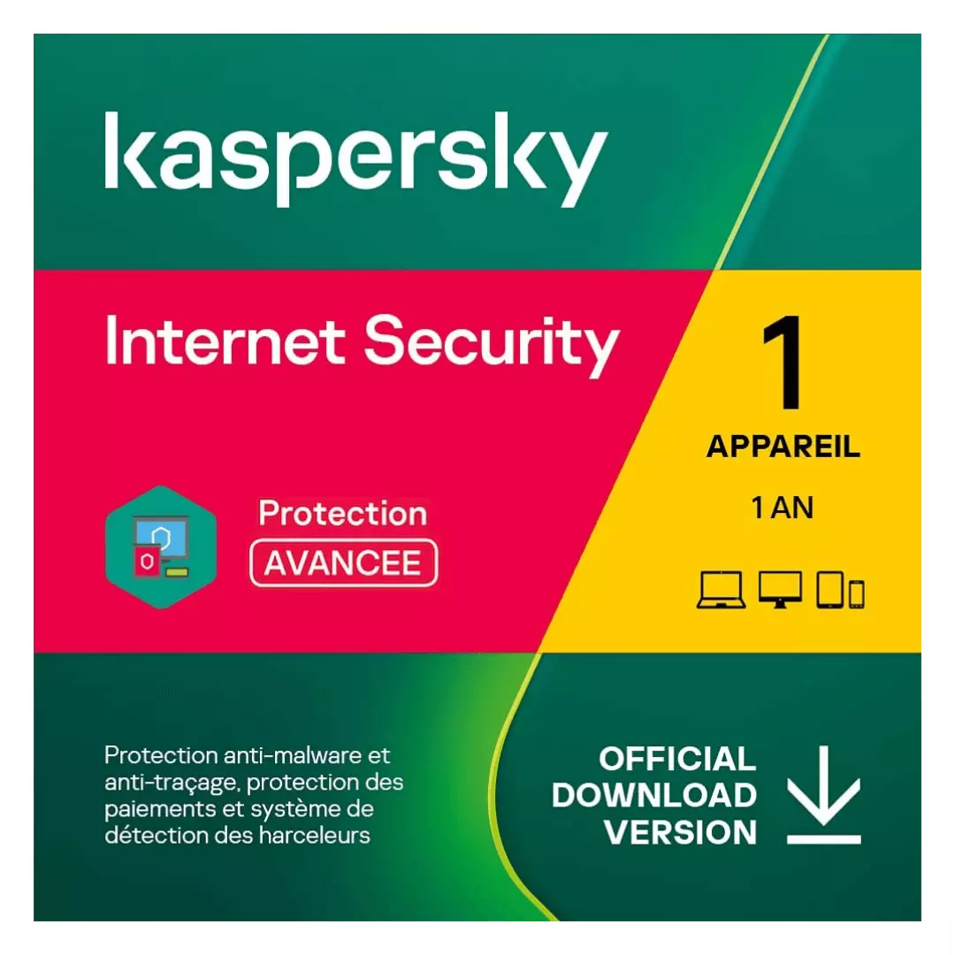 Kaspersky Internet Security 2022 Mise à jour (1 Poste / 1 An)