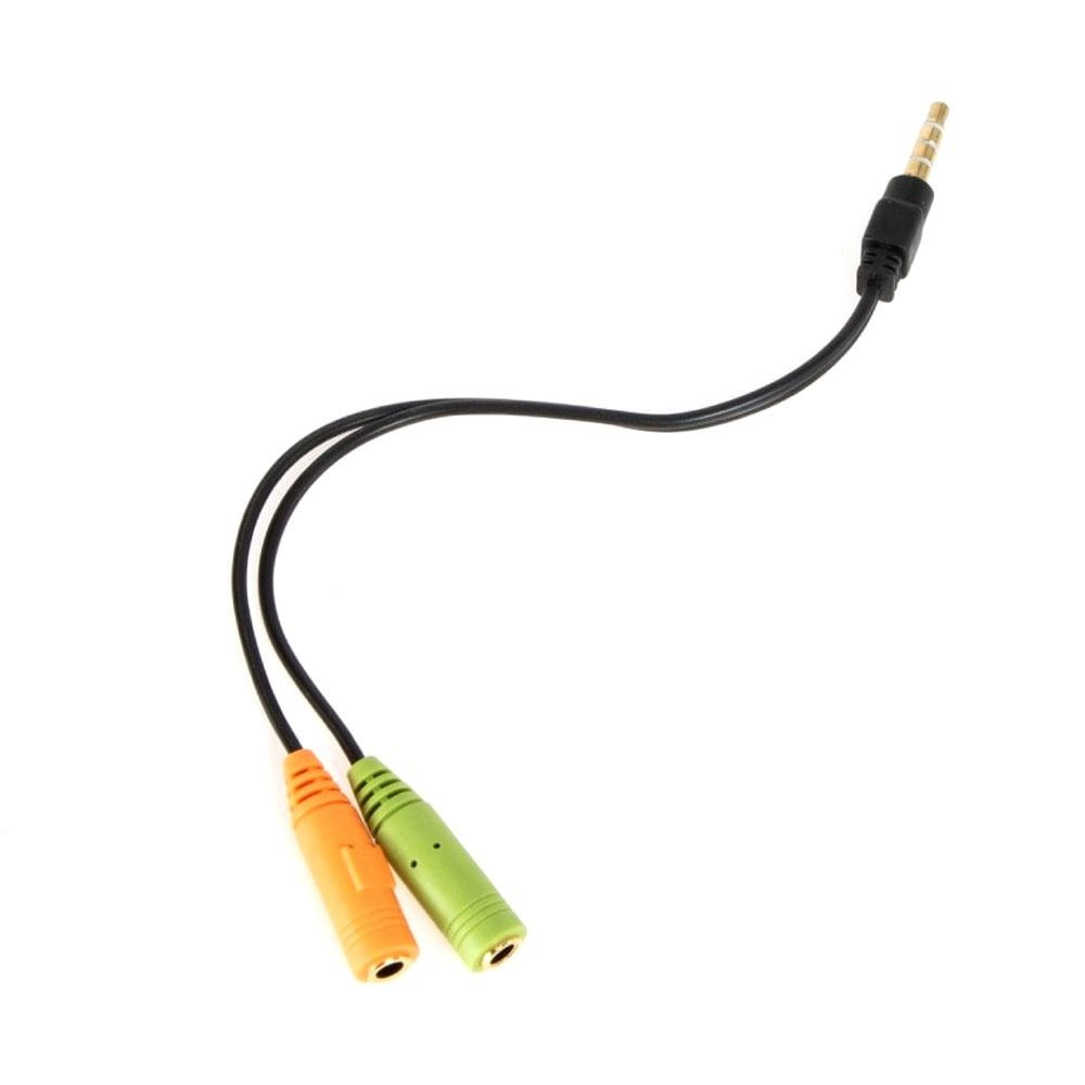 Converter audio from smart phone 3.5 mm socket to two socket PC ( Mic + Headphone )