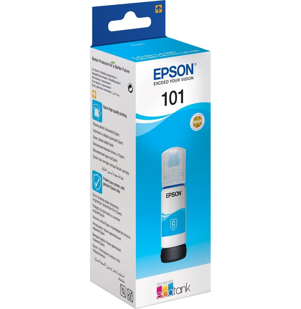Epson 101 Cyan - Bouteille d'encre Epson EcoTank d'origine (C13T03V24A)