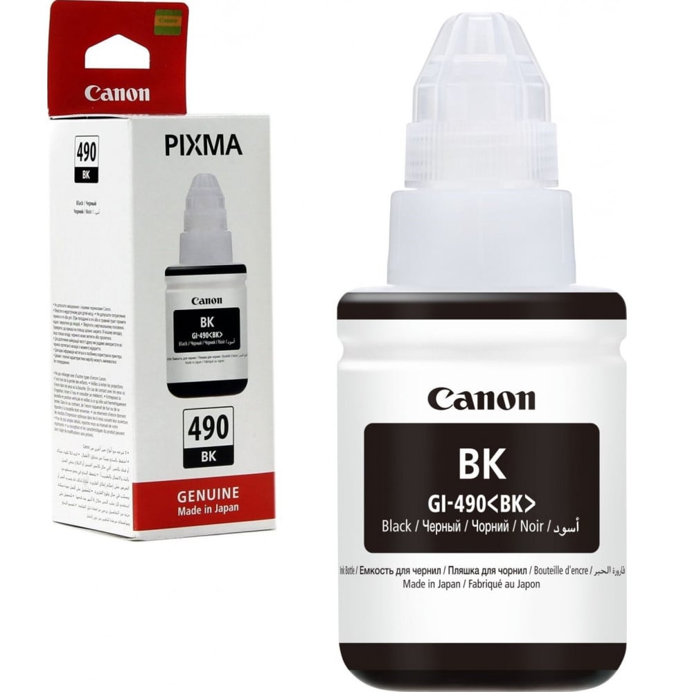Canon GI-490 BK Noir - Bouteille d'encre Canon d'origine (0663C001AC)