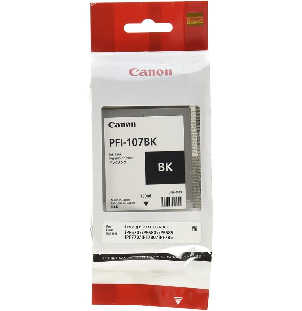 Canon PFI-107BK 130 ml - Bouteille d'encre Canon d'origine (6705B001AA)