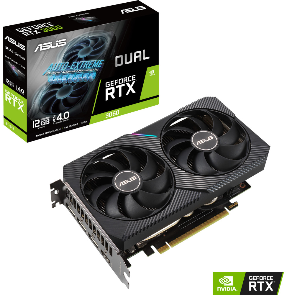 Carte Graphique ASUS Dual GeForce RTX™ 3060 V2 OC Edition (90YV0GB2-M0NA10)