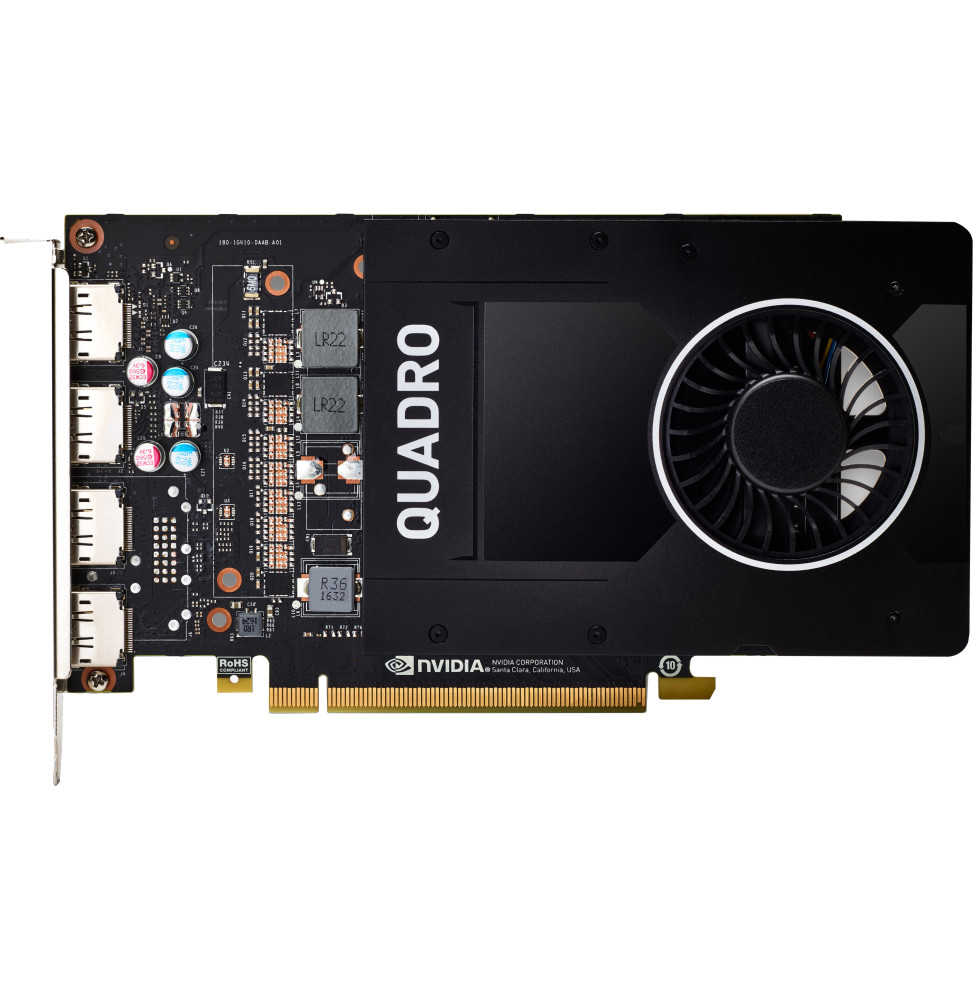 Carte Graphique NVIDIA Quadro P2200 5 Go (4) DP GFX (6YT67AA)