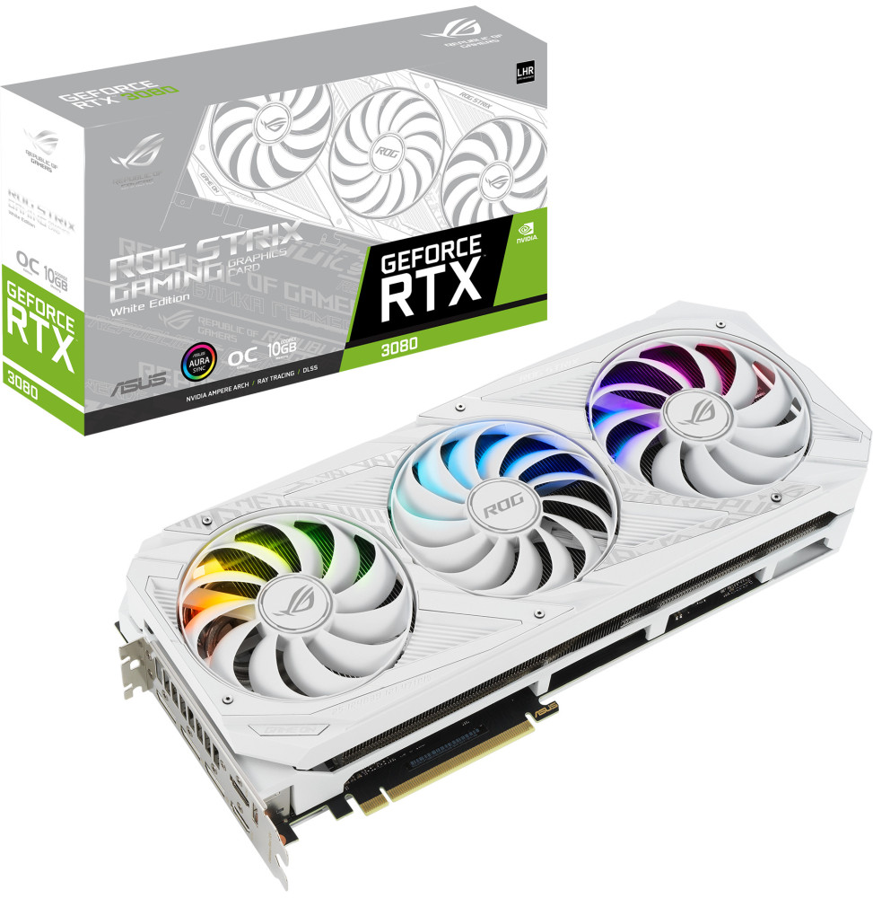 Carte graphique RTX 3080 ROG-STRIX-O10G-BLANC-V2 (90YV0FAA-M0NM00)