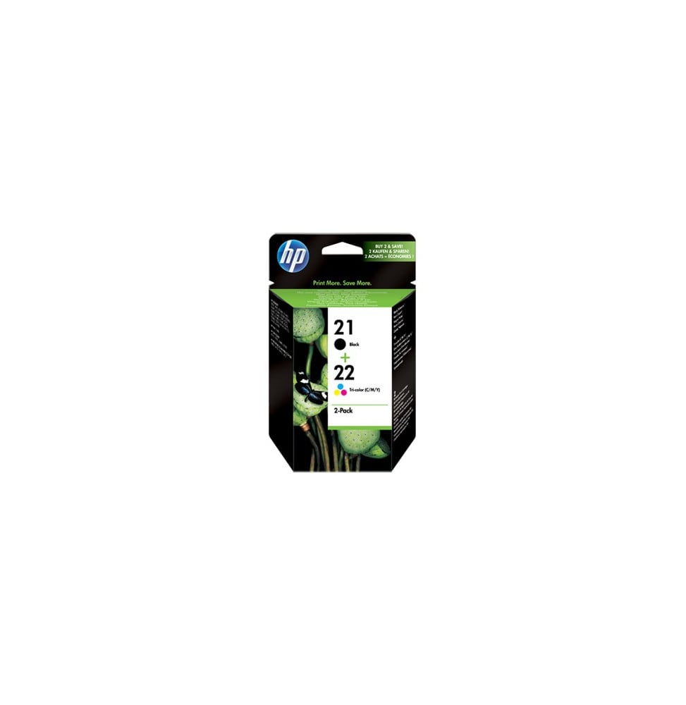 HP 21 Noir + HP 22 trois couleurs - Cartouches d'encre HP d'origine (SD367AE)