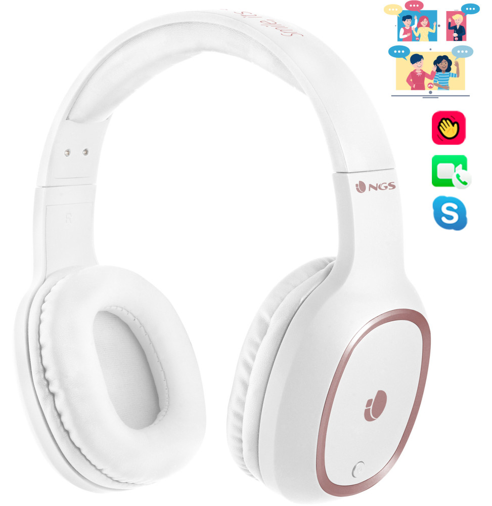 Casque Bluetooth avec Microphone NGS Artica Pride blanc (ARTICAPRIDEWHITE)