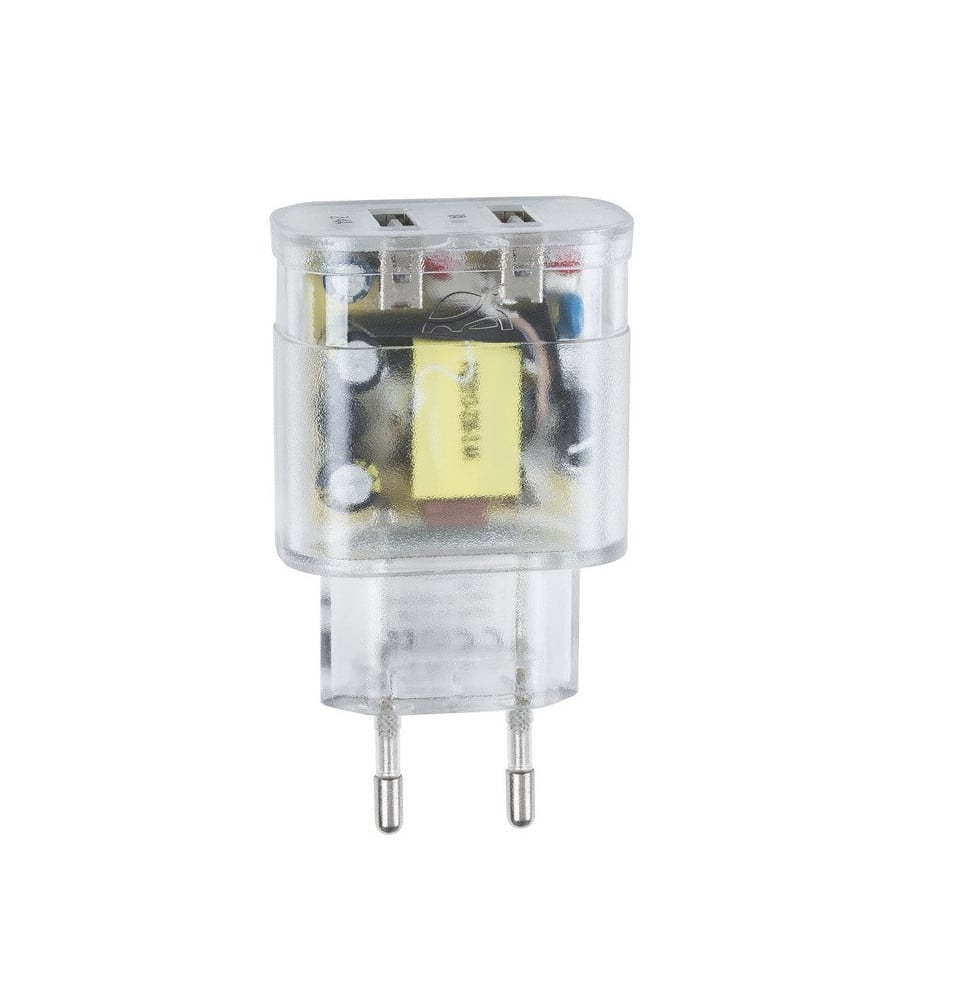Chargeur Secteur Mural Rivapower VA4123 2USB x 3.4 A - Micro USB 1 m Transparent – Image 2