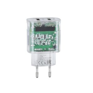 Chargeur Secteur Mural Rivapower VA4123 2USB x 3.4 A - Micro USB 1 m Transparent