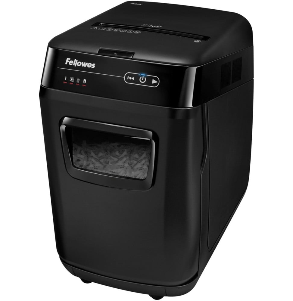 Destructeur Fellowes AutoMax™ 200C — Sécurité P-4 · 32 L · chargeur auto 200 feuilles