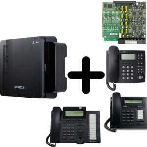 1 Cabinet de base +1 Carte 8 postes hybrides + 12 Postes Analogique avec afficheur + 1 Poste Digital 8 touches + 1 Poste Digital 24 touches