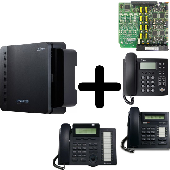 1 Cabinet de base +1 Carte 8 postes hybrides + 12 Postes Analogique avec afficheur + 1 Poste Digital 8 touches + 1 Poste Digital 24 touches