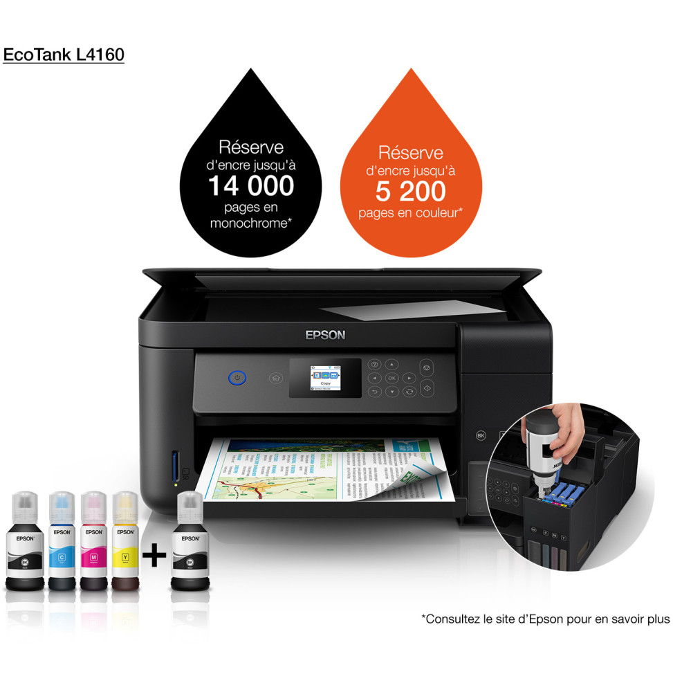 Epson EcoTank L4160 Imprimante multifonction à réservoirs rechargeables (C11CG23402)