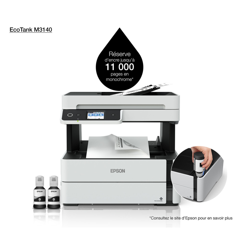 Epson EcoTank M3140 Imprimante multifonction monochrome à réservoirs rechargeables (C11CG91404)