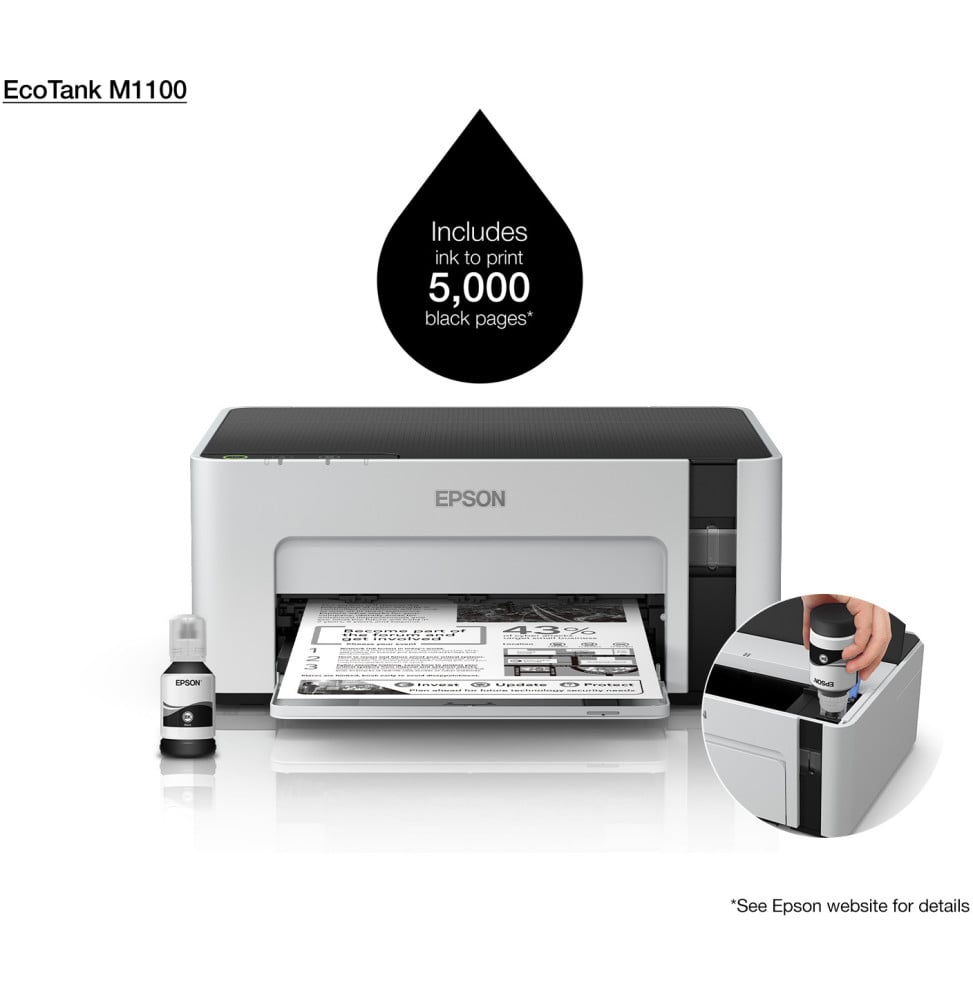 Imprimante Monochrome Epson EcoTank M1100 à réservoir rechargeable (C11CG95404)
