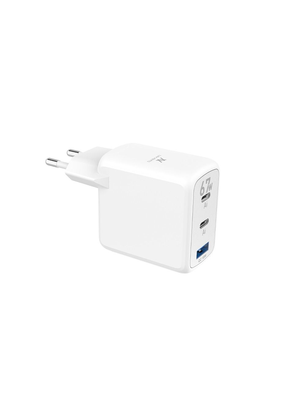 L'AVVENTO Mini GaN 67W Power Adapter Dual USB-C & USB-A ports, White