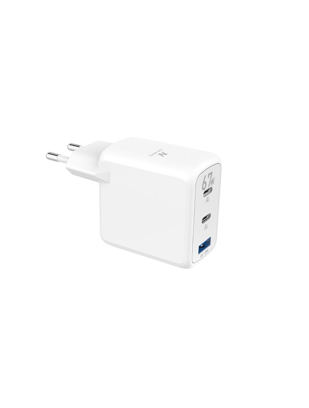 L'AVVENTO Mini GaN 67W Power Adapter Dual USB-C & USB-A ports, White – Image 2