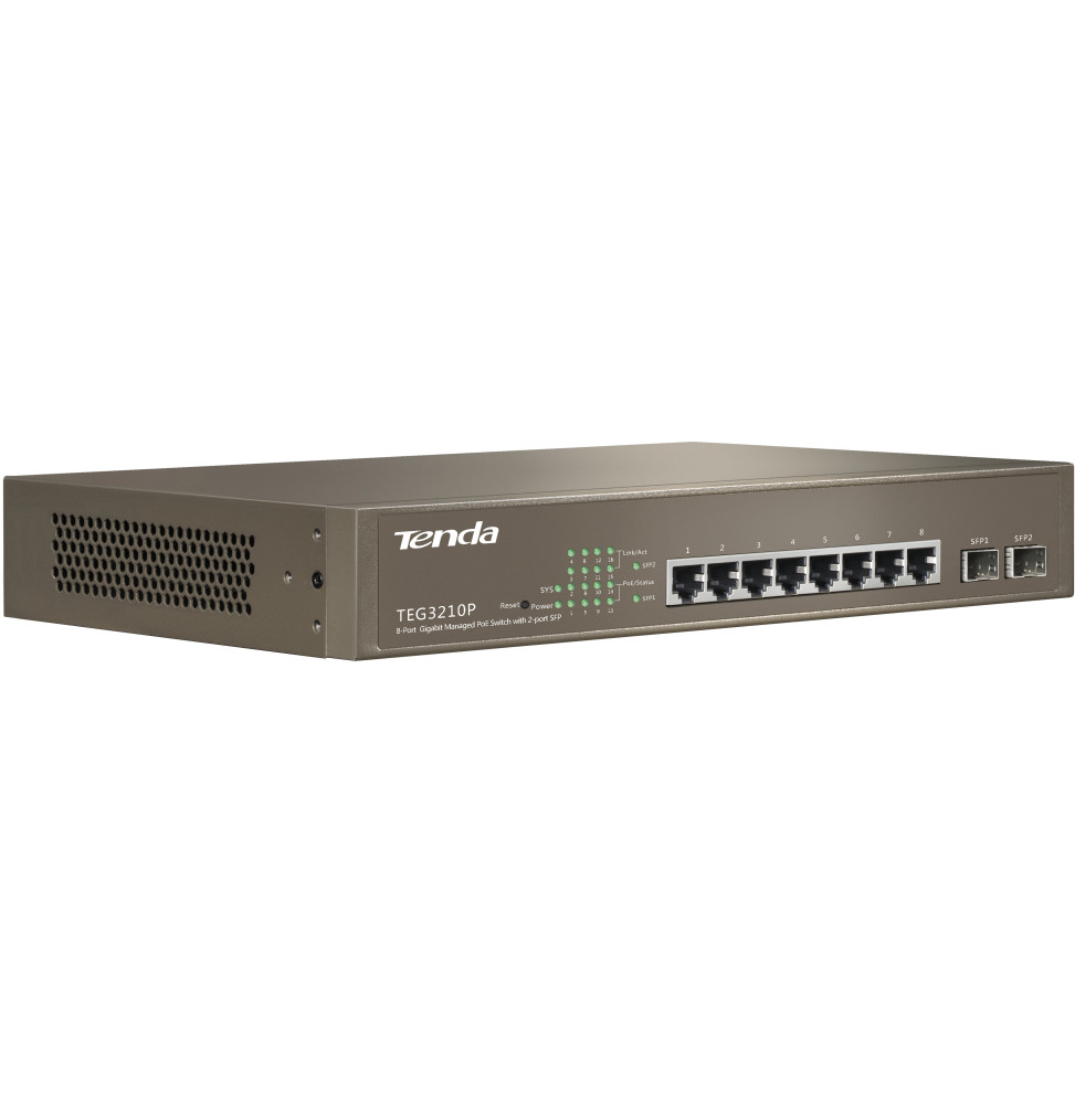 Switch Tenda TEG3210P PoE géré 8 ports Gigabit + 2 ports SFP (TEG3210P)