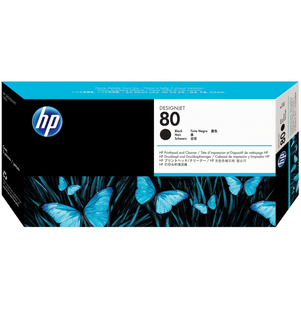 Tête d'impression et dispositif de nettoyage de tête d'impression noire HP 80 (C4820A)