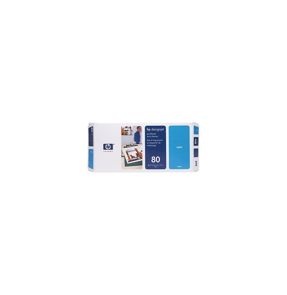 Tête d’impression et dispositif de nettoyage cyan HP 80 (C4821A)
